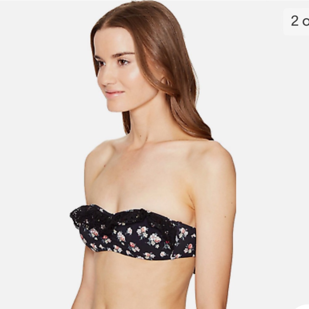 Stella McCartney Small Black Grungy Flower Bandeau Bikini Top‎ E1063 Women’s